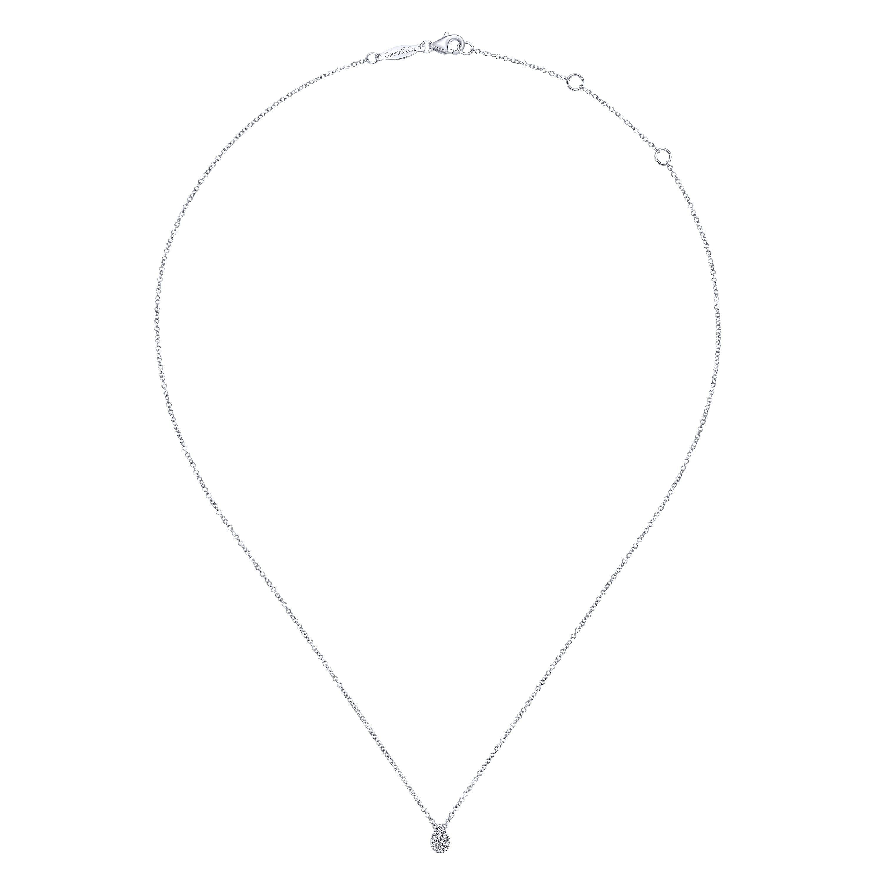 14K White Gold Diamond Teardrop Pendant Necklace - 0.09 ct - Shot 2