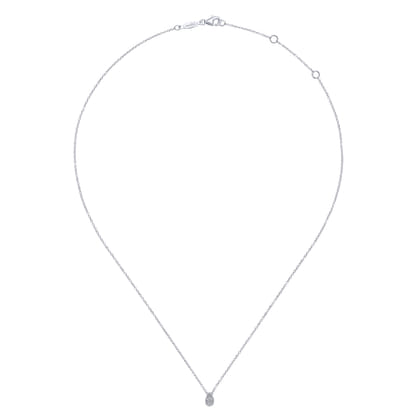 14K White Gold Diamond Teardrop Pendant Necklace