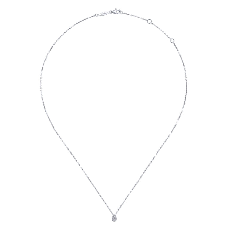 14K White Gold Diamond Teardrop Pendant Necklace - 0.09 ct - Shot 2