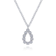 14K White Gold Diamond Teardrop Pendant Necklace