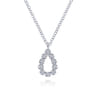 14K White Gold Diamond Teardrop Pendant Necklace - 0.1 ct