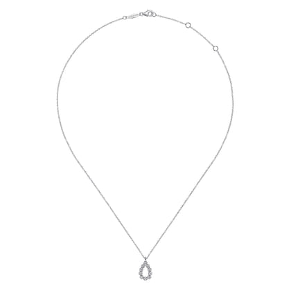 14K White Gold Diamond Teardrop Pendant Necklace