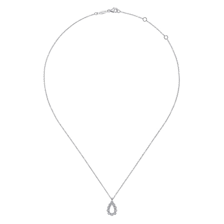 14K White Gold Diamond Teardrop Pendant Necklace - 0.1 ct - Shot 2