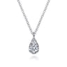 14K White Gold Diamond Teardrop Pendant Necklace - 0.2 ct