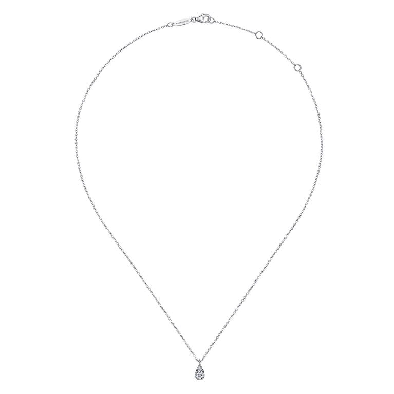 14K White Gold Diamond Teardrop Pendant Necklace - 0.2 ct - Shot 2