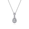14K White Gold Diamond Teardrop Pendant Necklace - 0.4 ct