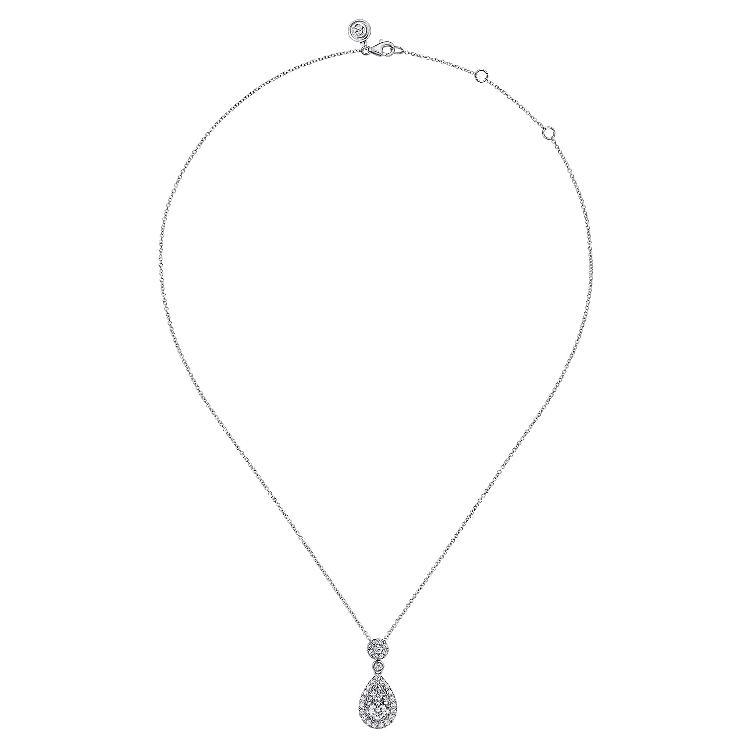 14K White Gold Diamond Teardrop Pendant Necklace - 1.05 ct - Shot 2