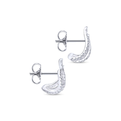14K White Gold Diamond Tendril Stud Earrings