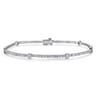 14K White Gold Diamond Tennis Bracelet with Bezel Set Diamond Stations - 1.3 ct