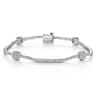 14K White Gold Diamond Tennis Bracelet with Diamond Cube Stations - 1.25 ct