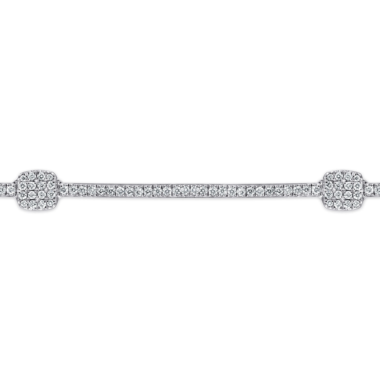 14K White Gold Diamond Tennis Bracelet with Diamond Cube Stations - 1.25 ct - Shot 2
