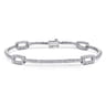 14K White Gold Diamond Tennis Bracelet with Rectangular Link Stations - 1.4 ct
