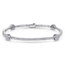 14K White Gold Diamond Tennis Bracelet with Round Cluster Stations - 1.3 ct