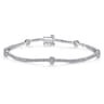 14K White Gold Diamond Tennis Bracelet with Round Cluster Stations - 1.25 ct