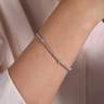 14K White Gold Diamond Tennis Bracelet with Round Cluster Stations - 1.25 ct
