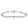 14K White Gold Diamond Tennis Bracelet with Round Cluster Stations - 1.4 ct