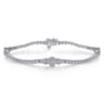 14K White Gold Diamond Tennis Bracelet with Round Cluster Stations - 1.6 ct