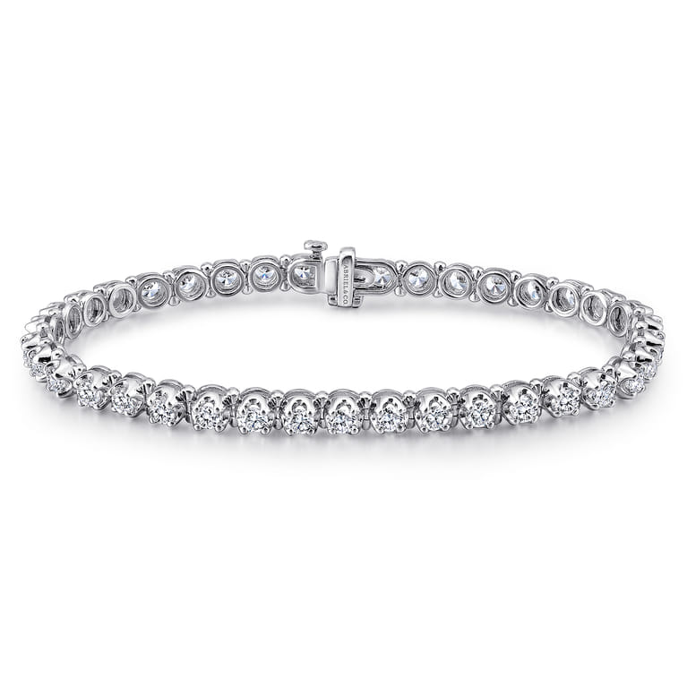 14K White Gold Diamond Tennis Bracelet - 3.6 ct - Shot 1