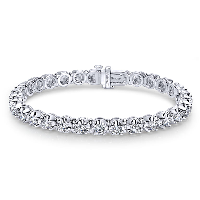 14K White Gold Diamond Tennis Bracelet - 5.45 ct - Shot 1