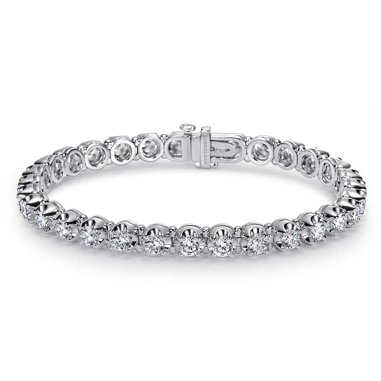 14K White Gold Diamond Tennis Bracelet - 5.45 ct - Shot 1