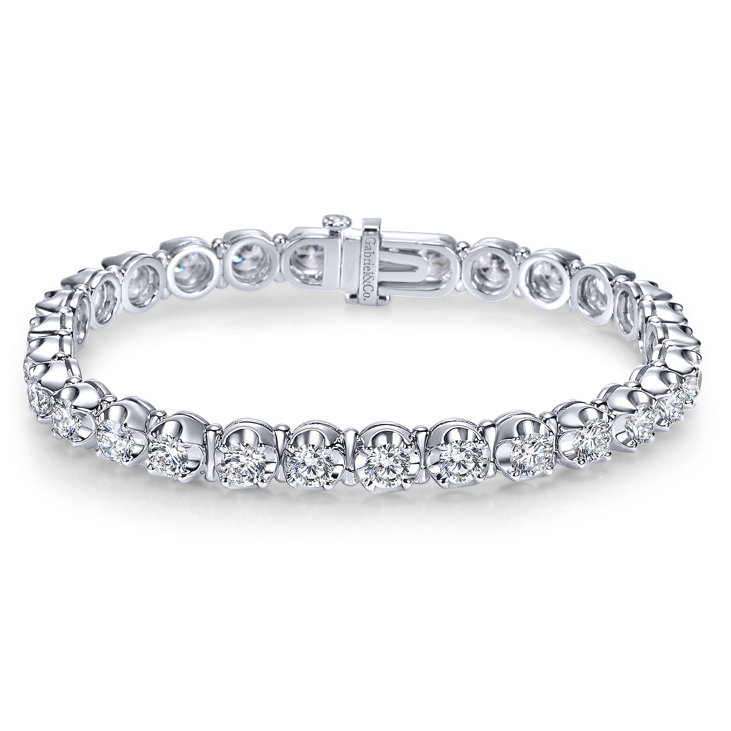 14K White Gold Diamond Tennis Bracelet - 6.95 ct - Shot 1