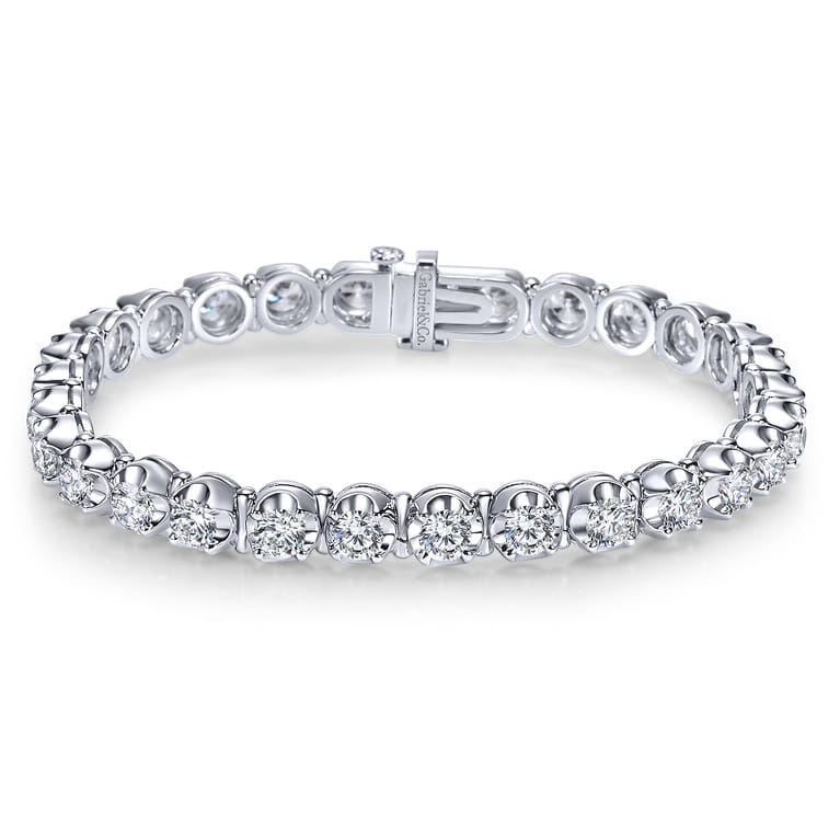 14K White Gold Diamond Tennis Bracelet - 6.95 ct - Shot 1