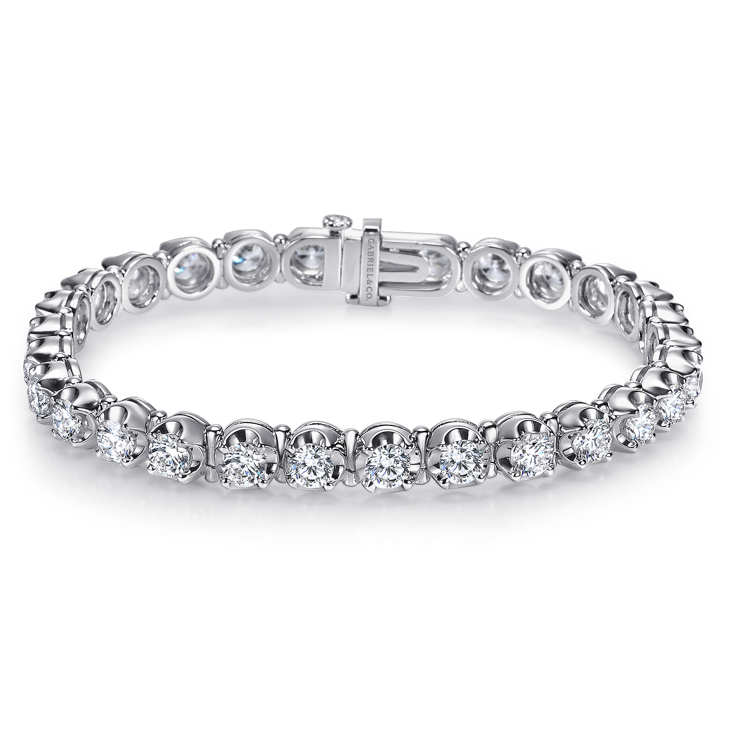 14K White Gold Diamond Tennis Bracelet - 6.95 ct - Shot 1
