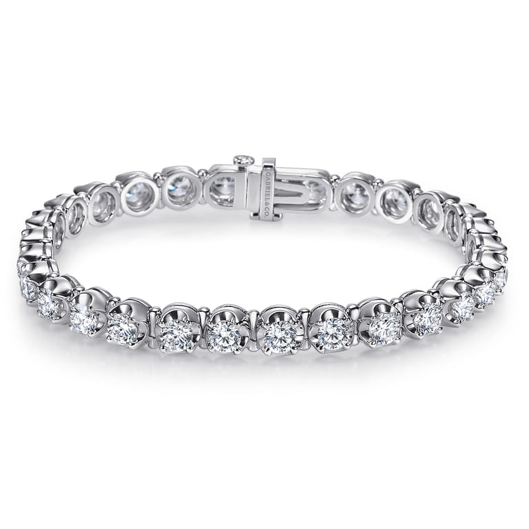 14K White Gold Diamond Tennis Bracelet - 6.95 ct - Shot 1