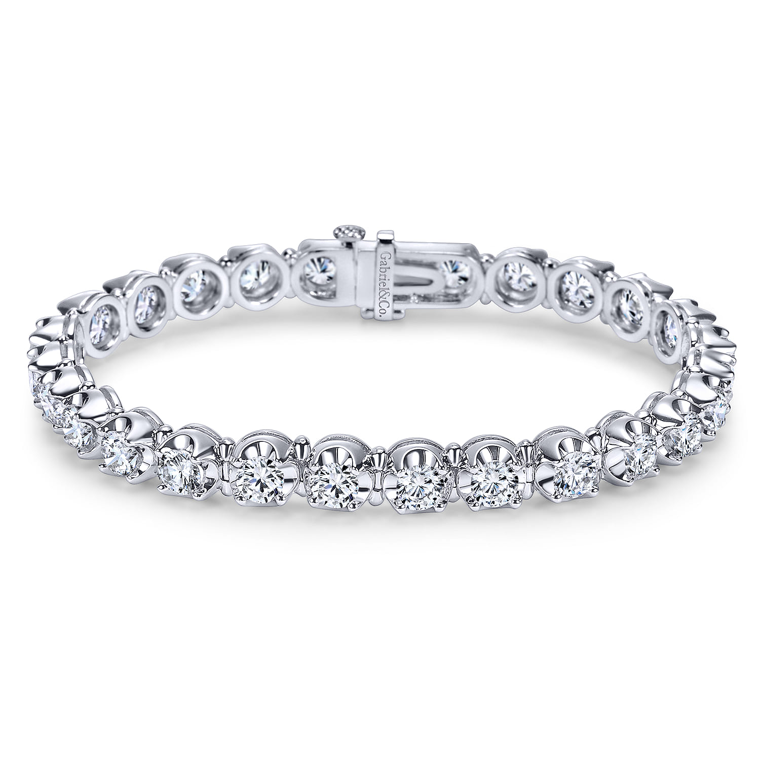 14K White Gold Diamond Tennis Bracelet - 7.82 ct - Shot 1