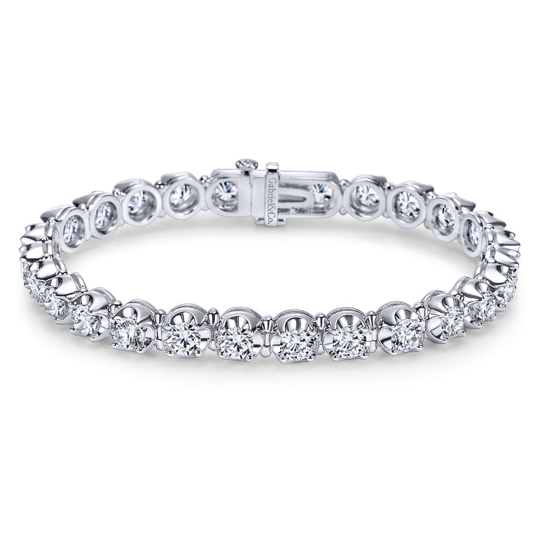 14K White Gold Diamond Tennis Bracelet - 7.82 ct - Shot 1