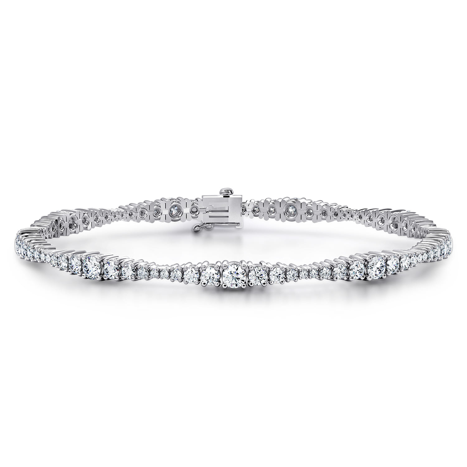 14K White Gold Diamond Tennis Bracelet - 3.75 ct - Shot 1