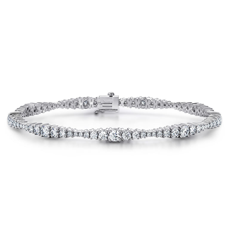 14K White Gold Diamond Tennis Bracelet - 3.75 ct - Shot 1
