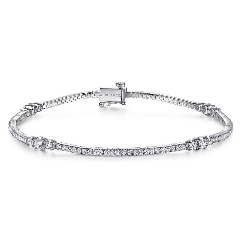 14K White Gold Diamond Tennis Bracelet - 1.3 ct - Shot 1