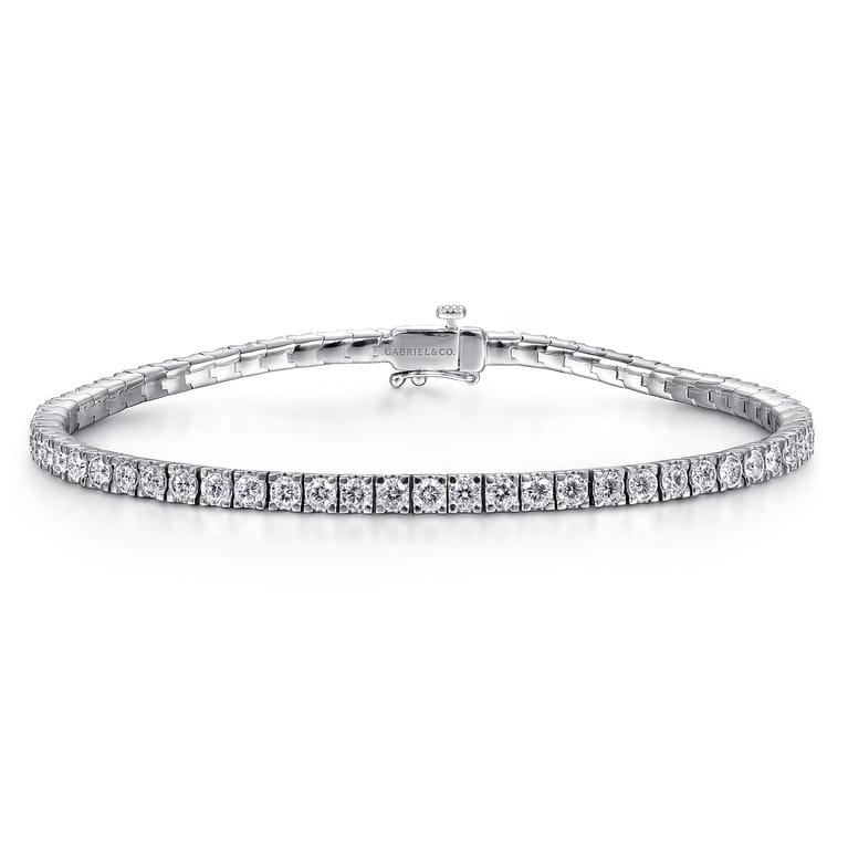 14K White Gold Diamond Tennis Bracelet - 3.7 ct - Shot 1