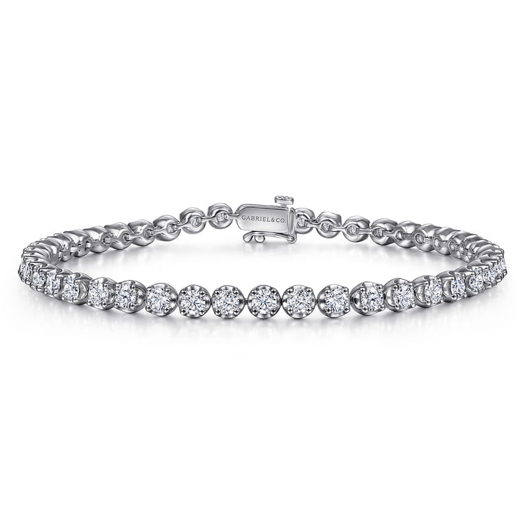 14K White Gold Diamond Tennis Bracelet - 3.85 ct - Shot 1