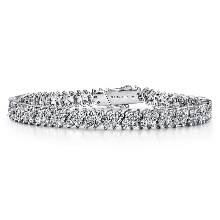 14K White Gold Diamond Tennis Bracelet - 7.2 ct - Shot 1