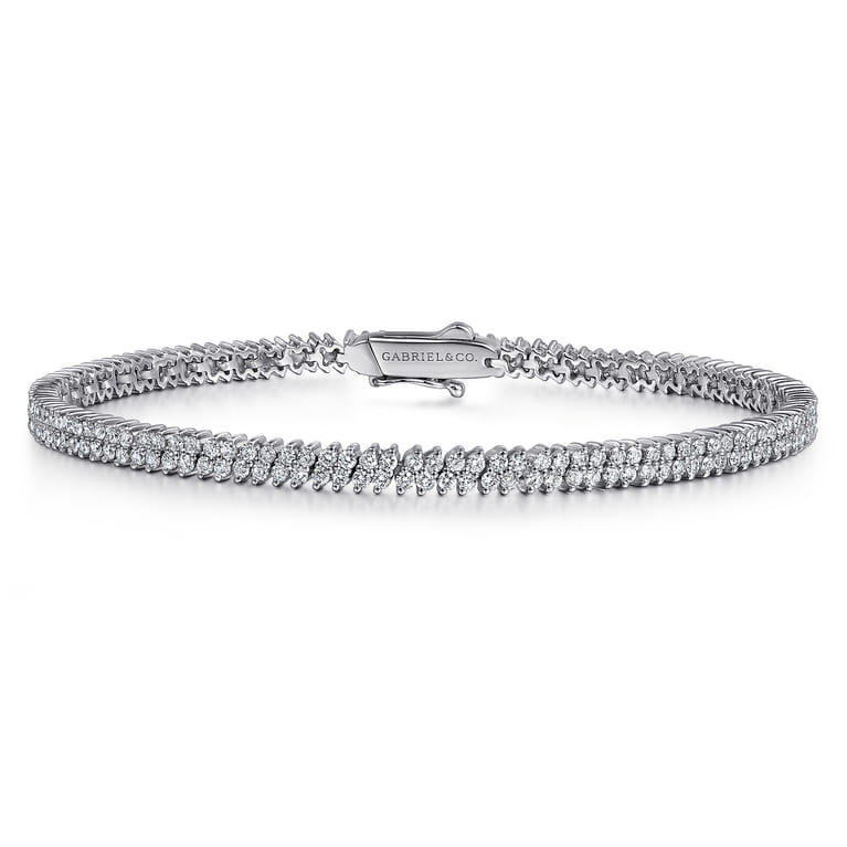 14K White Gold Diamond Tennis Bracelet - 2.5 ct - Shot 1