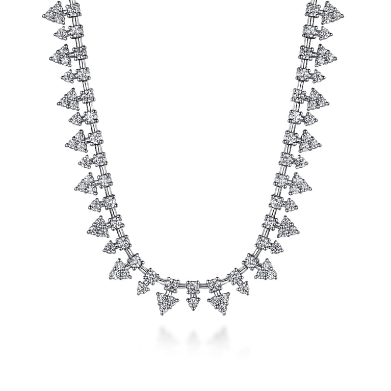 14K White Gold Diamond Tennis Necklace - 5 ct - Shot 1