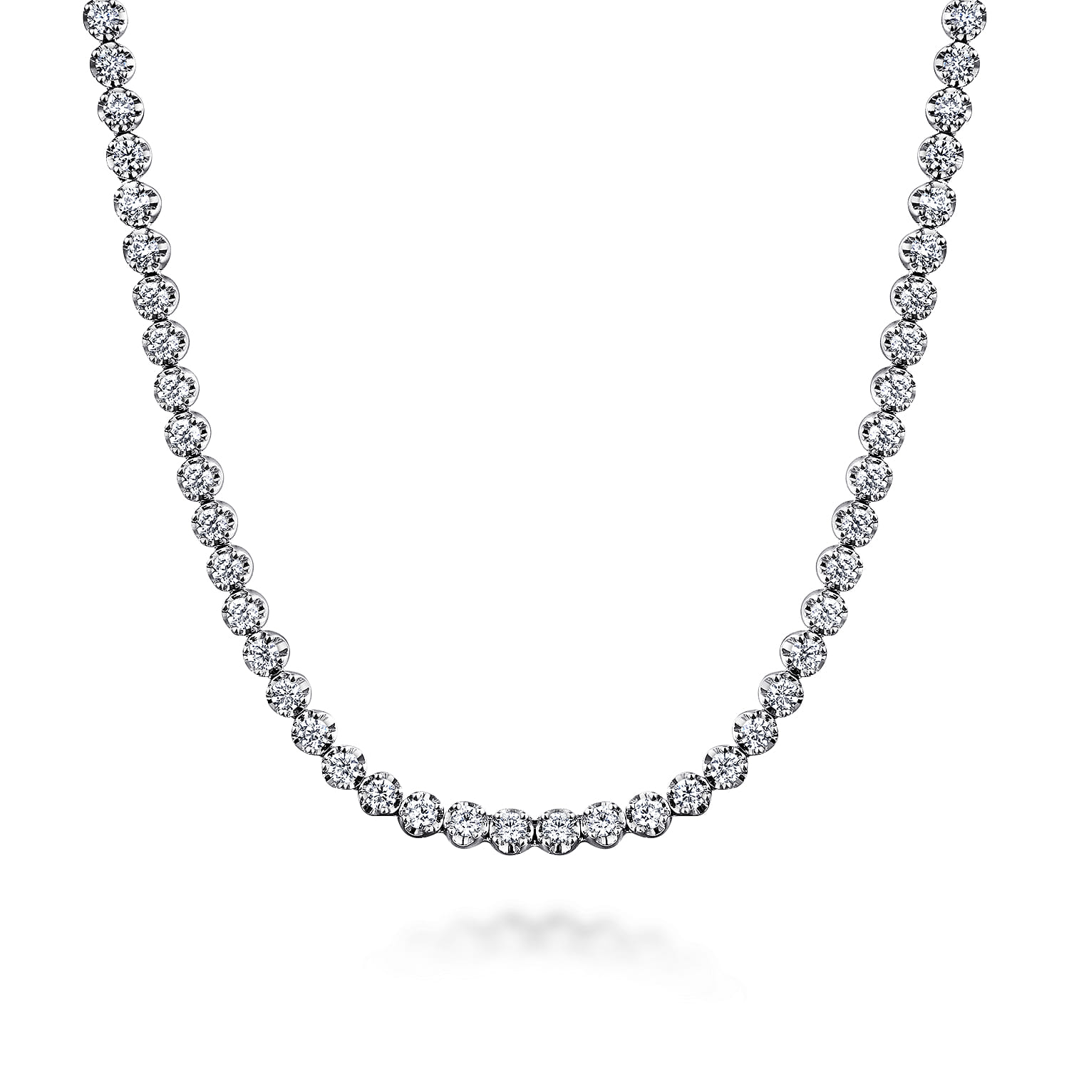 14K White Gold Diamond Tennis Necklace - 2.05 ct - Shot 1