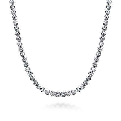 14K White Gold Diamond Tennis Necklace