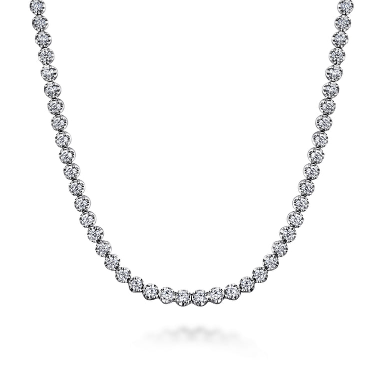 14K White Gold Diamond Tennis Necklace - 2.05 ct - Shot 1