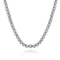 14K White Gold Diamond Tennis Necklace
