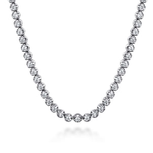 14K White Gold Diamond Tennis Necklace