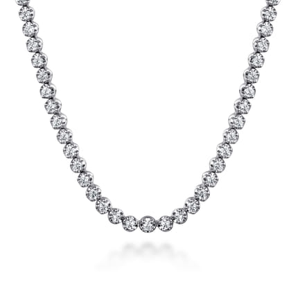 14K White Gold Diamond Tennis Necklace