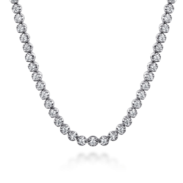 14K White Gold Diamond Tennis Necklace - 1 ct - Shot 1