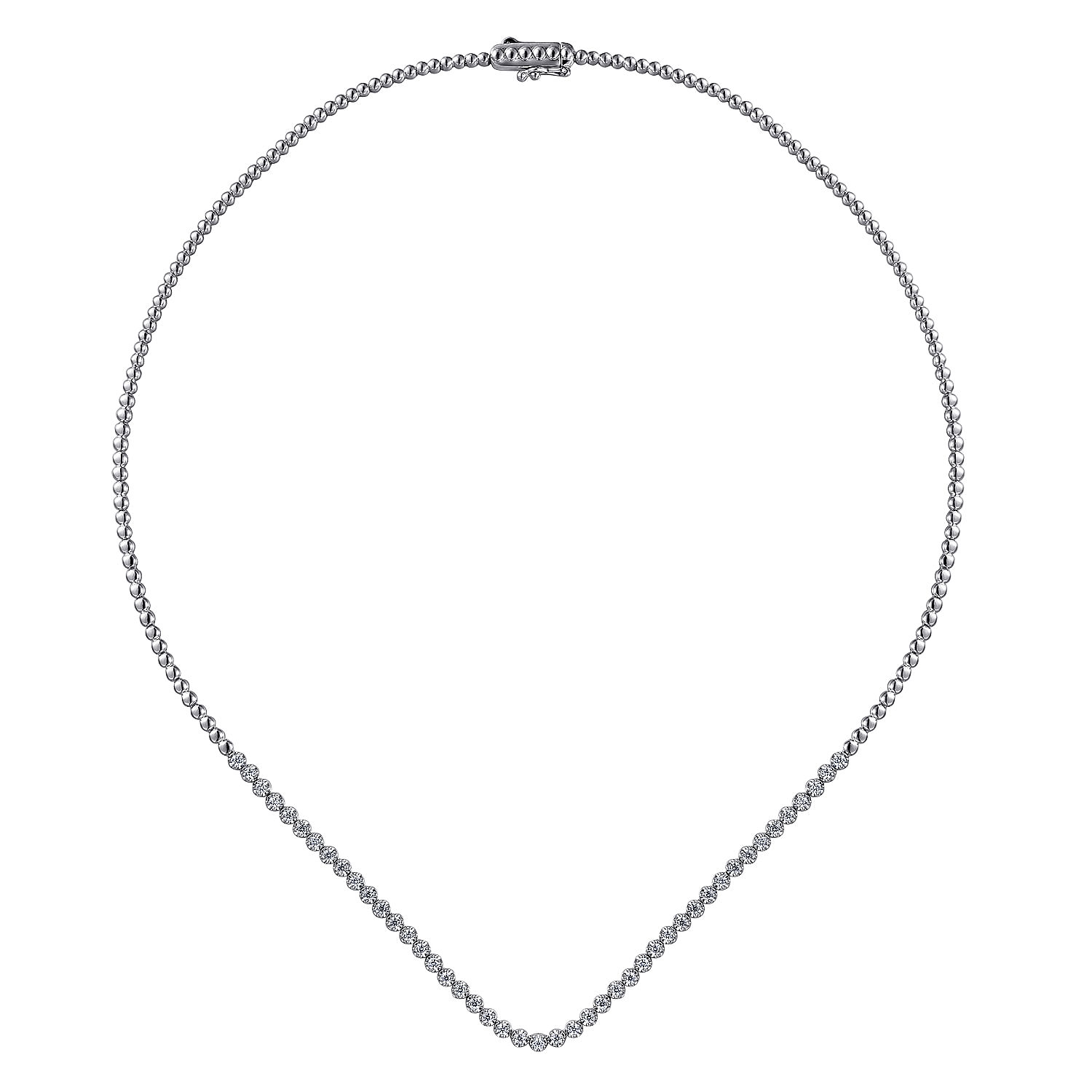 14K White Gold Diamond Tennis Necklace - 1 ct - Shot 2