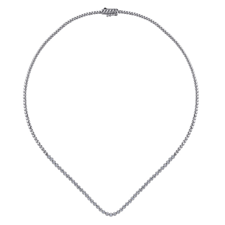 14K White Gold Diamond Tennis Necklace - 1 ct - Shot 2