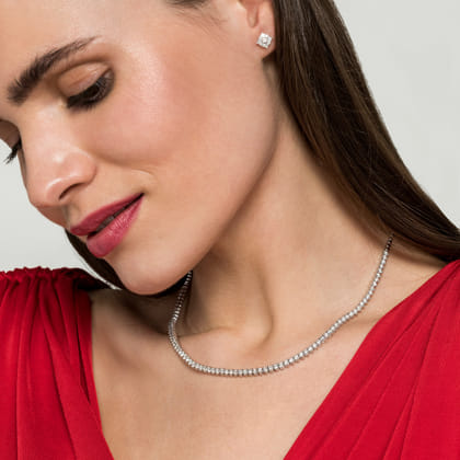 14K White Gold Diamond Tennis Necklace