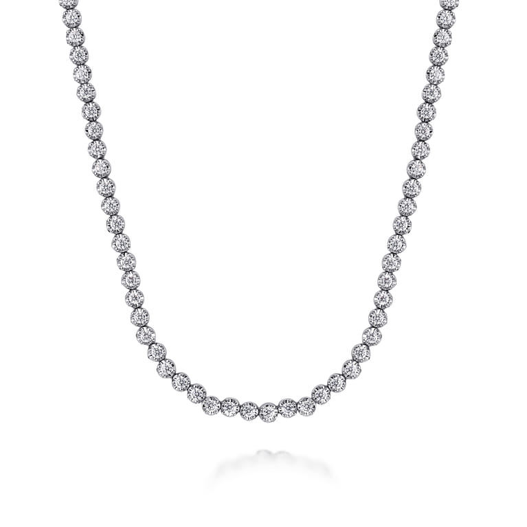 14K White Gold Diamond Tennis Necklace - 1 ct - Shot 1