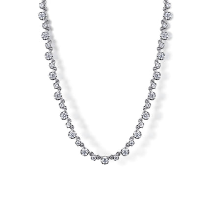 14K White Gold Diamond Tennis Necklace